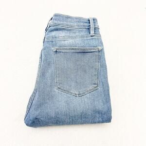 Frame Le High Skinny Floyd Wash Zip Fly Light Wash Fray Hem Denim Jeans Size 28